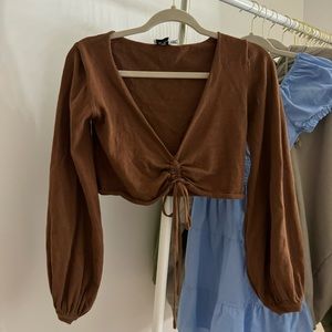 Princess Polly v-neck Long sleeve | Brown